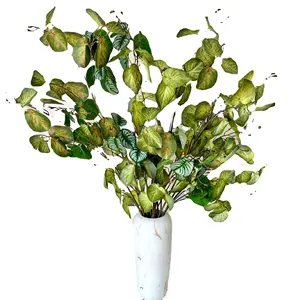 Simulation multi-fork tall pole green willow, small piano leaf round lens multi-combination plant touch si