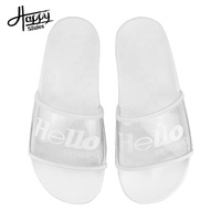 Happyslides sandália transparente feminina, sandálias de dedo aberto branco para mulheres