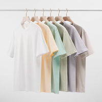 T-shirt à manches courtes pour homme, coton peigné haute densité 40s, coupe décontractée, col rond, motif uni, lavage vintage, doux, pour un usage quotidien