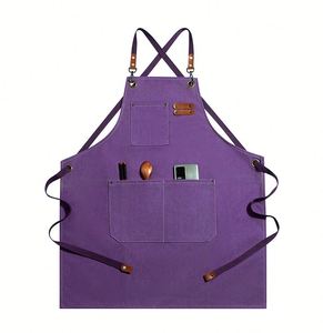 En gros, Tabliers à manches en toile épaisse, style luxe léger, en denim, à lacets croisés, motif floral tendance - Product Image 3