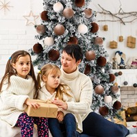 Boule de Noël en plastique floqué velours chocolat, ornement de Noël personnalisé, accessoires pour arbre de Noël, décoration de maison pour les fêtes, vente en gros