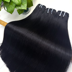 Mèches de cheveux humains vierges bruts malaisiens lisses, cuticules alignées, double trame, noir naturel brillant - Product Image 4