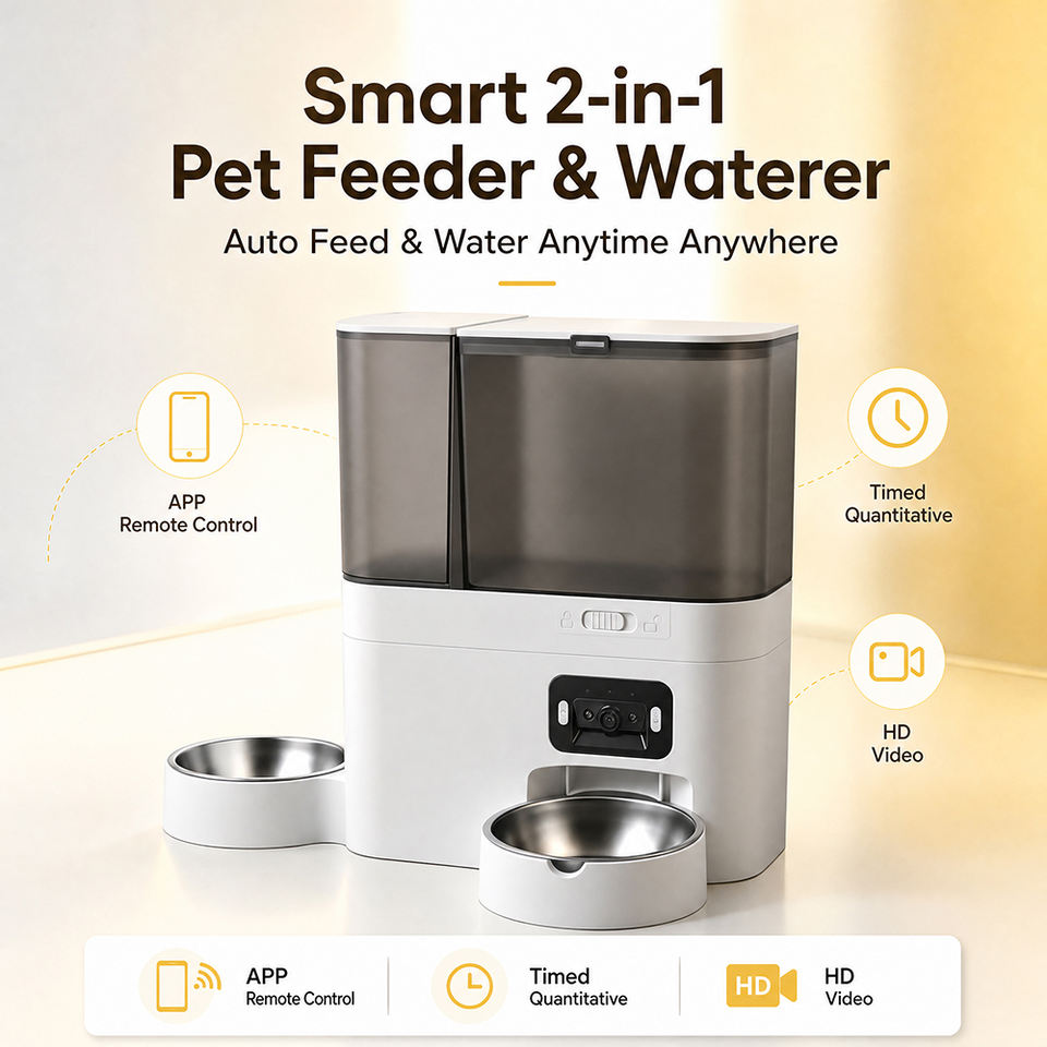 CE FCC RoHS Automatic 2 In1 Smart Pet Feeder and Waterer with HD Camera ...