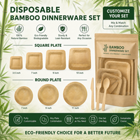 Assiettes jetables en bambou biodégradables et compostables, vaisselle écologique, vente en gros, fournitures pour fêtes