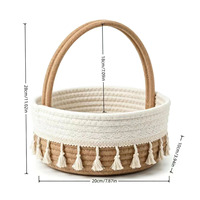 Mini paniers tissés, petits bacs de rangement pour la maison, pour jouets, clés, collations, tiroirs, panier en corde de coton pour petits cadeaux avec pompon