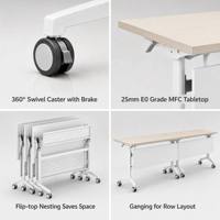 Table de formation pliante Greatway avec roulettes, bureau mobile pour salle de réunion, structure en acier, plateau en MFC E0 de 25 mm, table emboîtable