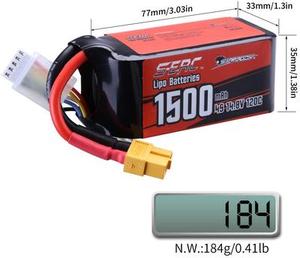 Baterai Lipo Sunpadow 4S 14.8V 1500mAh 120C Soft Pack dengan Konektor XT60 untuk RC FPV 2 Paket - Product Image 3