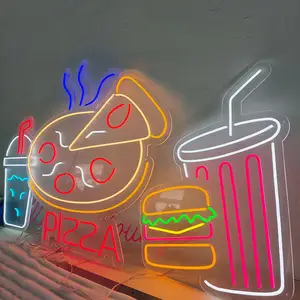 Fastfoodwinkel Reclame Decoratie Bewegwijzering Pizza Hamburger Neon Bord Food Neon Bord