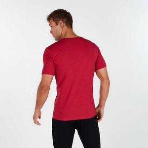 T-shirt Homme Rouge Col Rond Manches Courtes Coupe Classique en Coton Jersey Style Décontracté Couleur Unie Tissu Tricoté – Meilleures Ventes - Product Image 2