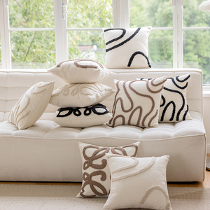 Innermor 2024 New Arrival Geometric Striped Tufted <strong>Throw</strong> <strong>Pillow</strong> Case Simple Style Cushion Cover Customized 18x18 Inch - Product Image 2