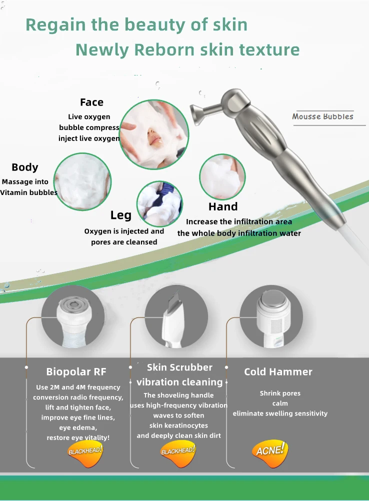 9 az 1-ben többfunkciós mikrodermoabráziós arcápoló gép | H2O2 Bubble Skin Care tisztító és csiszoló szépségápoló eszköz [mikrodermoabrázió, bőrápolás]