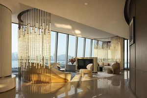 Paravent en <span class=keywords><strong>verre</strong></span> avec structure en acier inoxydable en spirale, tubes de <span class=keywords><strong>cristal</strong></span> suspendus artistiques pour villa et espace commercial - Product Image 6