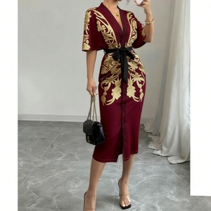 Abito Midi Elegante da <span class=keywords><strong>Donna</strong></span> in Tinta Unita - Vestito da Cocktail Aderente con Taglio Chic per Feste Serali - Product Image 1