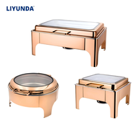 Ensemble de chauffe-plats hydrauliques en acier inoxydable noir/or rose pour hôtels, restaurants et buffets – Vente en gros