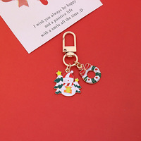 Porte-clés mousqueton solaire en alliage de zinc, motif dessin animé de Noël, avec logo personnalisé, design vintage, léger, mode et luxe