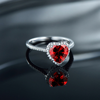 925 argent Sterling romantique coeur Pigeon sang rouge CZ bagues pour femmes mariage fiançailles déclaration bijoux