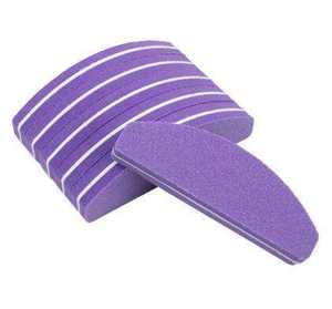 Toptan çift taraflı yarım ay Mini tırnak törpüsü Set içerir pembe sarı mavi mor sünger tampon Salon kullanımı yıkanabilir güzellik - Product Image 6