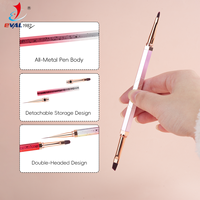 Yihuale Nouveau Pinceau à Double Tête Amovible Multifonctionnel en Métal à Manche Hexagonal pour Gel UV, Stylo de Peinture et Pinceaux Liner pour Nail Art