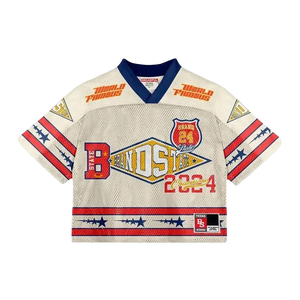 Custom kaus sepak bola pria, Retro Amerika mewah Cepat Kering bernapas Vintage longgar ukuran besar jala - Product Image 3