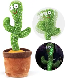 Funny Dancing Cactus Repeat Talk Interactive Electronic Pet Plush Sing Record Charge Pet Dog Toys