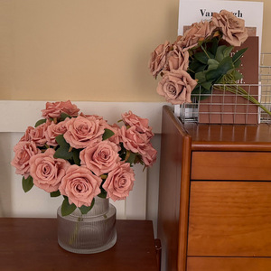 <b>Artificial</b> French Latte <b>Rose</b> Bouquet 30cm-100cm Silk Flower Vintage Home Decor for Wedding and Living Room - Product Image 3