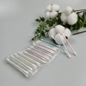 Auricolari da imballaggio individuali in cotone senza plastica con punta rotonda