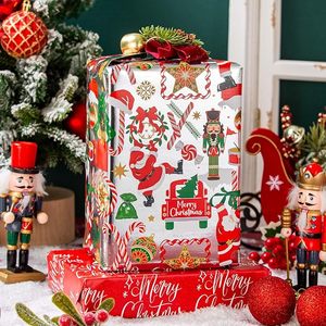 Papier d'emballage de Noël à motif Casse-Noisette, Canne du Père Noël, rouge et argenté, double face métallisée, pour cadeaux - Product Image 1