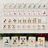Ensemble de mahjong américain vert émeraude de luxe, tuiles à 4 couches, jeu de table pour 4 joueurs, cadeau de Noël idéal