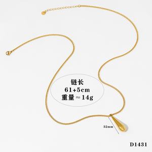 Collier pendentif goutte d'eau tendance, étanche, plaqué or 18 carats, en acier inoxydable, long collier pendentif pour femmes - Product Image 6