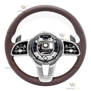 Real Leather Brown Steering Wheel For 2015-2018 Mercedes Benz W205 C300 GLA250 E350