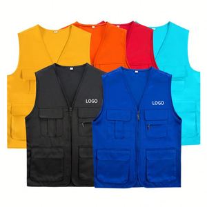 Gilet utilitaire surdimensionné pour homme OEM avec plusieurs poches, sans manches, pour la pêche et la chasse en plein air, logo personnalisé imprimé, tissu d'été - Product Image 1