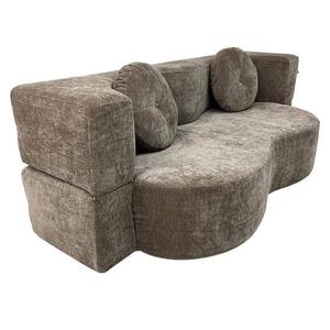 Ensemble de <span class=keywords><strong>canapé</strong></span>-lit modulaire en tissu compressé, pliable <span class=keywords><strong>2</strong></span>-en-1, moderne, deux <span class=keywords><strong>places</strong></span>, style pouf, tapis de salon – Écologique et durable pour - Product Image 3