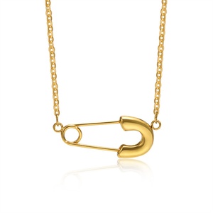 Collar de Moda con Dije de Imperdible de Acero Inoxidable Chapado en Oro de 18k para Mujer, Cadena de Eslabones Casual Deportiva, Regalo para Aniversario o Fiesta - Product Image 1