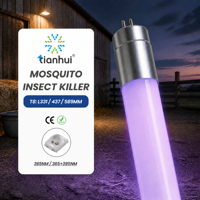 Tube LED UV anti-moustiques 365nm T8 G13 en verre transparent, lampe piège à insectes haute efficacité 5W 7W 10W