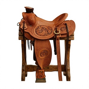 Sillín de Carreras de Cuero Genuino BS International NA81, el Más Vendido, Ecológico, Estilo Inglés, con Cabresto de Madera para Caballo, Equipo Ecuestre - Product Image 1