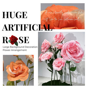 ดอกกุหลาบพีชยักษ์ประดิษฐ์พร้อมขาตั้ง ดอกไม้ปลอมขนาดใหญ่เหมือนจริงสำหรับงานแต่งงาน ตกแต่งบ้าน และถ่ายภาพ |   ไม่ต้องใช้แจกัน - Product Image 3