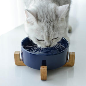 Shamitao <span class=keywords><strong>Pet</strong></span> <span class=keywords><strong>Bowl</strong></span> Tigela De Cerâmica Com Quadro De Fibra De Bambu Cat Dog <span class=keywords><strong>Pet</strong></span> Food Feeder - Product Image 5