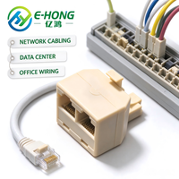 E-HONG RJ45 1 mâle vers 2 femelles, répartiteur LAN beige, fixation murale à boucle, adaptateur réseau Ethernet CAT5e, Plug and Play