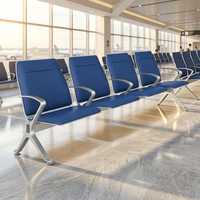 Banc d'attente public 4 places avec coussin en PU et structure en alliage d'aluminium pour aéroport, hôpital, gare, banque