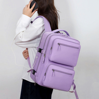 Mochila de viaje impermeable a la moda, mochila de negocios antirrobo con carga USB expandible de gran capacidad para ordenador portátil, mochila de negocios