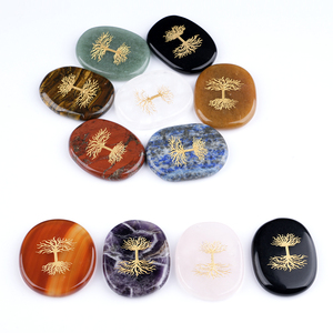 Ensemble de cristaux Reiki faits à la main pour guérir les pierres de palmier chakra sculptées symboles gravés Feng Shui arbre de vie semi-précieux - Product Image 6