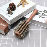 Brosse à cheveux bouclés personnalisée en bois de hêtre, brosse de coiffage en forme de baril, peigne roulant pour séchage à l'air chaud, lissage, bouclage, coupe de cheveux, faible MOQ
