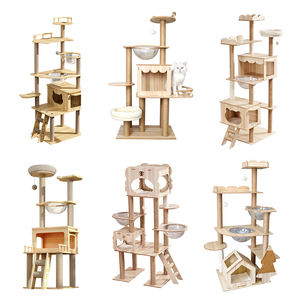 نشاط القط الكبير لتسلق الأشجار السوداء منزل برج متعدد الطبقات للقطط الكبيرة شجرة القط كوندو مع سيزال - Product Image 2