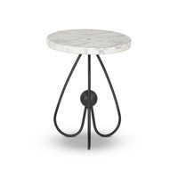 Table d'appoint de luxe avec plateau en marbre, table d'appoint en métal, table ronde moderne pour salon, chambre, appartement, hôtel