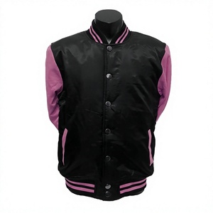Veste universitaire en satin personnalisée OEM, veste bomber unisexe, veste de baseball à boutons pression, fabricant en gros de marques privées - Product Image 1