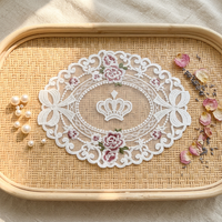 Napperons de table brodés rétro européens, accessoires de photographie, décoration de bureau, accessoires de service à thé ajourés, sets de table en dentelle