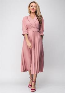 Moda nuovo Design <span class=keywords><strong>con</strong></span> collo a scialle svasato mezze maniche in Chiffon plissettato Maxi abito <span class=keywords><strong>lungo</strong></span> <span class=keywords><strong>con</strong></span> cintura da donna - Product Image 2