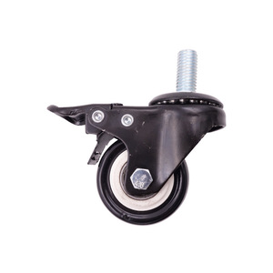 Furniture Caster <b>Wheel</b> With Brake Threaded Stem Polyurethane Silent Swivel For Clothing Hangers Sewing Machine Base - Product Image 3