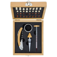 Ensemble cadeau de 4 pièces en bambou durable pour le vin, avec accessoires d'ouverture de bouteille et tire-bouchon (logo personnalisé)
