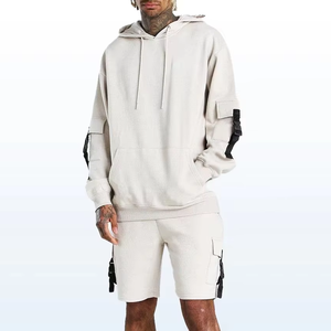 Ensemble 2 pièces unisexe personnalisé en maille polyester/coton : sweat à capuche et short – Collection homme en promotion - Product Image 4